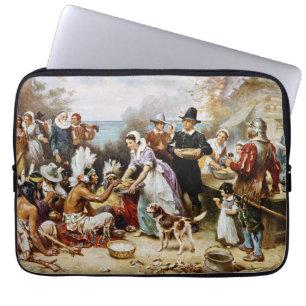Housse Pour Ordinateur Portable Premier Thanksgiving, peinture d'histoire,