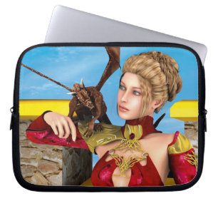 Housse Pour Ordinateur Portable Princesse Dragon Fantastique Art Numérique