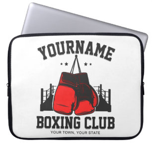 Housse Pour Ordinateur Portable Pro Boxer AJOUTER NOM Gants rouges Boxer Ring Trai