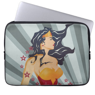 Housse Pour Ordinateur Portable Profil rétro de Wonder Woman Sunburst