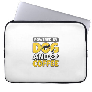 Housse Pour Ordinateur Portable Propulsé par le chien et le café Vintage Shirt Des