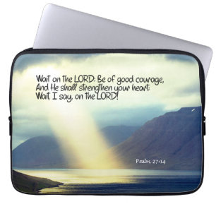 Housse Pour Ordinateur Portable Psaume 27:14 Attendez sur l'Eternel Bible Verse Oc