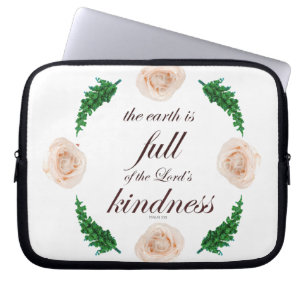 Housse Pour Ordinateur Portable Psaume 33 Ecriture avec Art Floral
