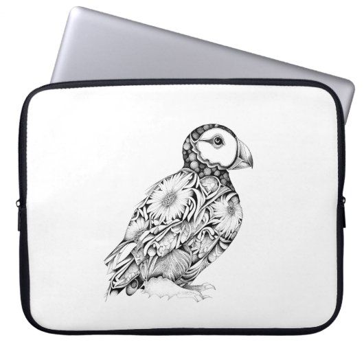 Housse Pour Ordinateur Portable Puffin Wild Animal Nature Illustration Art Tatouag (Devant)