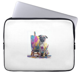 Housse Pour Ordinateur Portable Pug Peintre � Chien d'Art Abstrait