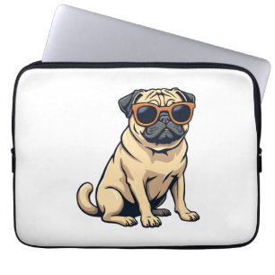 Housse Pour Ordinateur Portable Pug vintage faisant le dab avec des lunettes de so