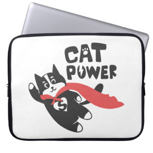 Housse Pour Ordinateur Portable Puissance du chat - Choisissez la couleur de l'arr