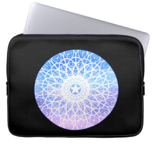 Housse Pour Ordinateur Portable Purple, Blanc Et Bleu Espace Floral Mandala