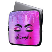 Housse Pour Ordinateur Portable Purple Glitter Sparkle Eyelashes Monogram (devant gauche)