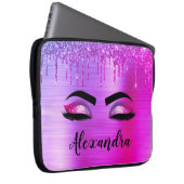 Housse Pour Ordinateur Portable Purple Glitter Sparkle Eyelashes Monogram (Devant droit)