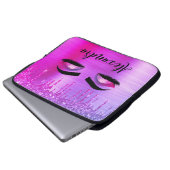 Housse Pour Ordinateur Portable Purple Glitter Sparkle Eyelashes Monogram (Devant bas)