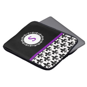 Housse Pour Ordinateur Portable Purple Monogrammed Fleur de Lis