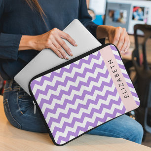 Housse Pour Ordinateur Portable Purple Zigzag, Purple Chevron, Votre Nom