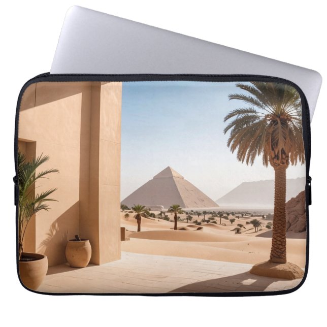 Housse Pour Ordinateur Portable Pyramides & Palmiers (Devant)