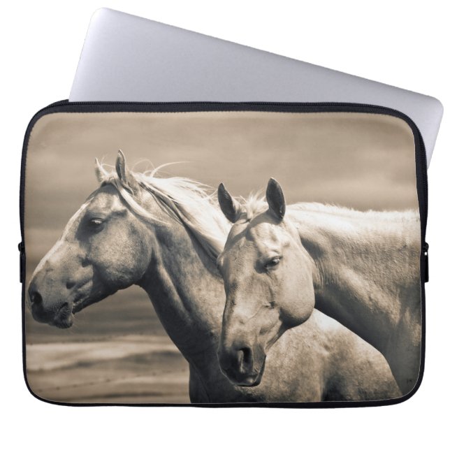 Housse Pour Ordinateur Portable Quart De Chevaux Sur Les Prairies Canadiennes (Devant)