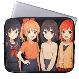 Housse Pour Ordinateur Portable Quatre filles d'anime habillées pour la rentrée de