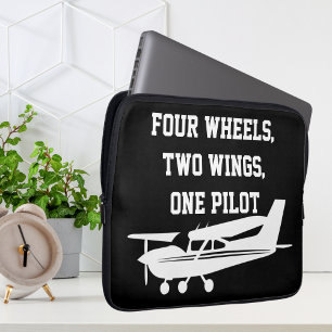 Housse Pour Ordinateur Portable Quatre Roues, Deux Ailes, Un Pilote, Aviation Cool