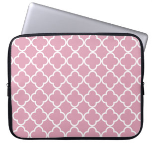 Housse Pour Ordinateur Portable Quatrefoil blanc rose