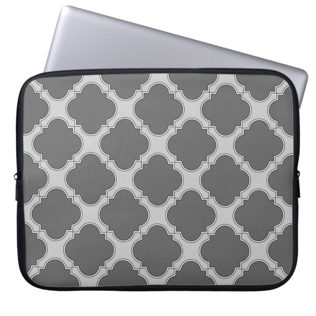 Housse Pour Ordinateur Portable Quatrefoil dans les tons gris (Devant)