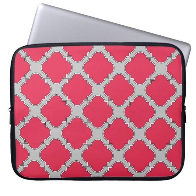 Housse Pour Ordinateur Portable Quatrefoil rouge et gris (Devant)