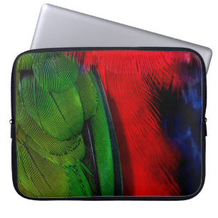 Housse Pour Ordinateur Portable Queue d'oiseaux verts et rouges