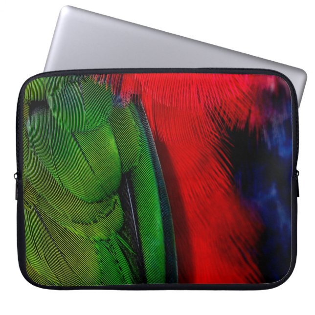 Housse Pour Ordinateur Portable Queue d'oiseaux verts et rouges (Devant)