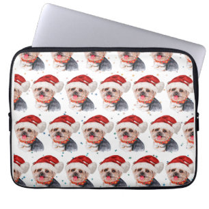 Housse Pour Ordinateur Portable Races de chiens Yorkshire Terrier étoiles de Noël