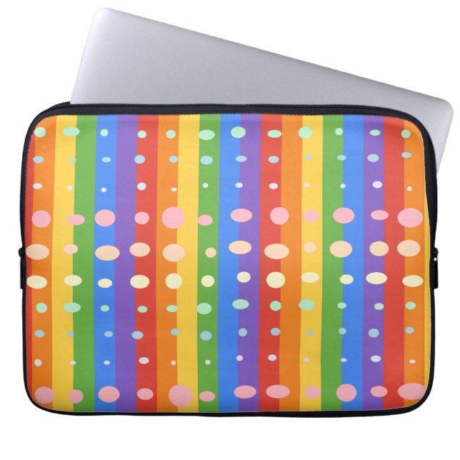 HOUSSE POUR ORDINATEUR PORTABLE RAINBOW DOT STRIPES (Devant)