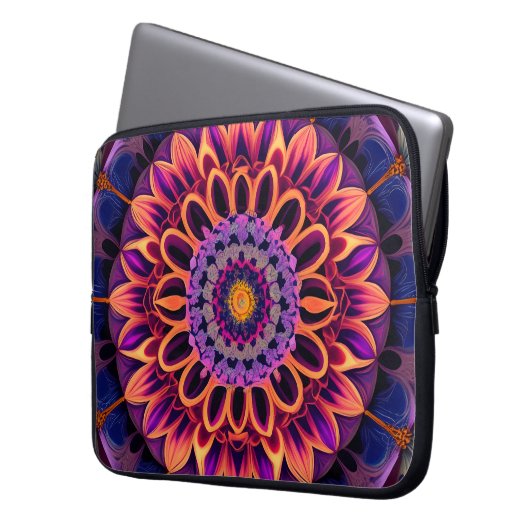 Housse Pour Ordinateur Portable Rainbow Fractal Style Flower Art (devant gauche)