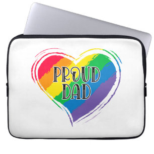 Housse Pour Ordinateur Portable Rainbow Heart Flag Fier papa LGBT Gay pride Mois