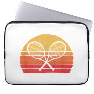 Housse Pour Ordinateur Portable Raquettes de tennis croisées Retro 80s Sun Vintage