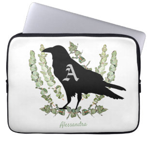Housse Pour Ordinateur Portable Raven Monogram Spirit Animal Eucalyptus