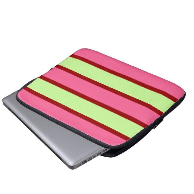 Housse pour ordinateur portable rayée rose et ment (Devant bas)