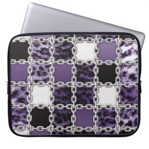 Housse Pour Ordinateur Portable Rayon ultraviolet transparent léopard et chaîne ar