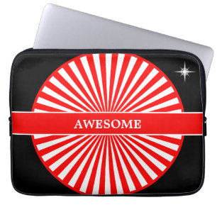 Housse Pour Ordinateur Portable Rayons de soleil rouge se levant sur fond blanc et