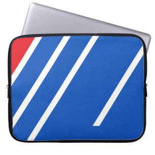Housse Pour Ordinateur Portable Rayure géométrique bleue et rouge minimaliste