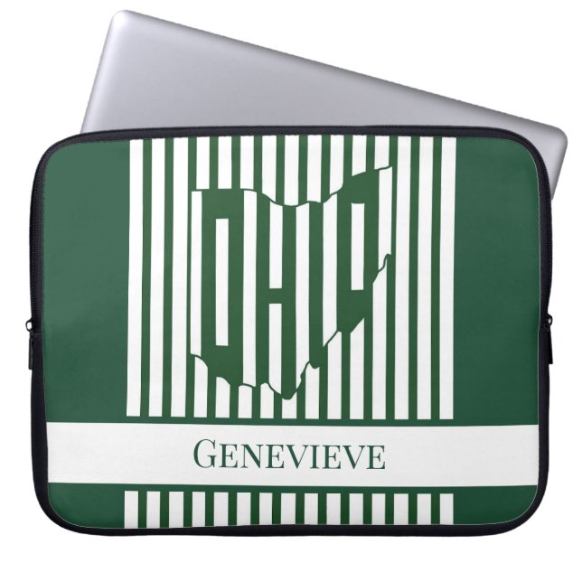 Housse Pour Ordinateur Portable Rayure verte de l'Ohio (Devant)