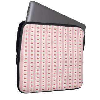 Housse Pour Ordinateur Portable Rayures Cerise Prépa - Rose et Blanc Cassé