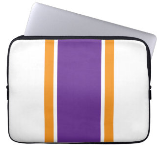 Housse Pour Ordinateur Portable Rayures de course sportives orange et violet royal