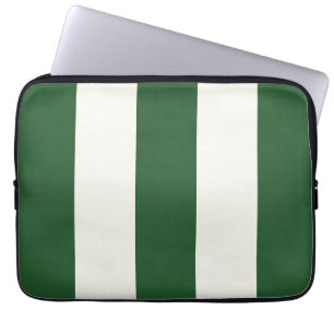 Housse Pour Ordinateur Portable Rayures intemporelles vert blanc