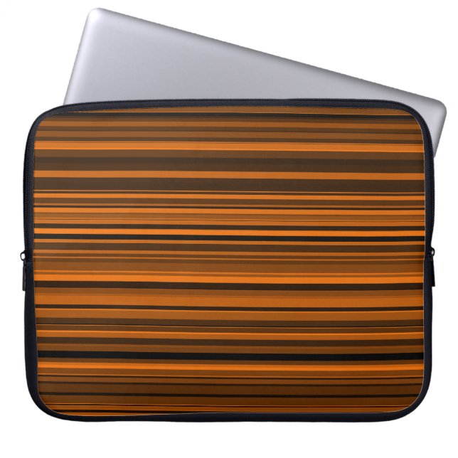 Housse Pour Ordinateur Portable Rayures Marron Orange Noir (Devant)