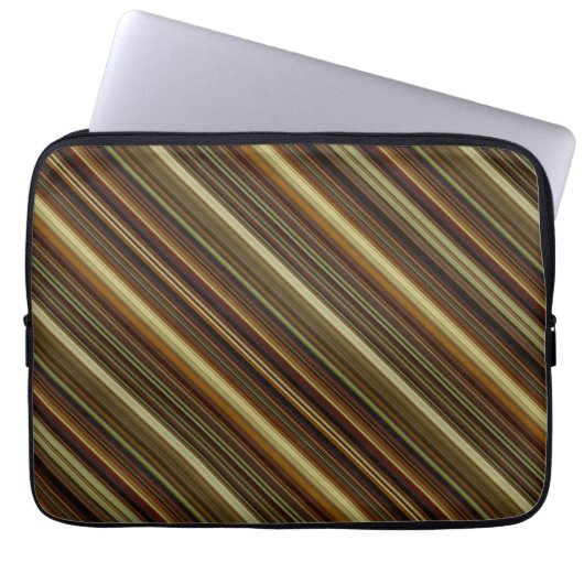 Housse Pour Ordinateur Portable Rayures marron vert et or (Devant)