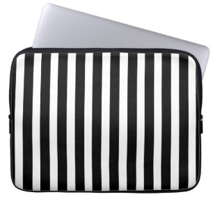 Housse Pour Ordinateur Portable Rayures noires et blanches