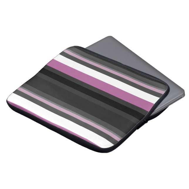 Housse Pour Ordinateur Portable Rayures noires, grises et blanches (Devant haut)