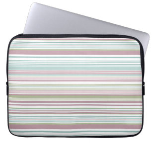 Housse Pour Ordinateur Portable Rayures roses, aqua, menthe, pluie de printemps et