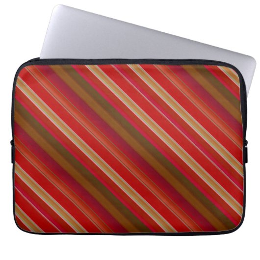 Housse Pour Ordinateur Portable Rayures rouges et dorées (Devant)