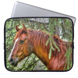 Housse Pour Ordinateur Portable Red Dun Horse et Forêt Amateur d'animaux Photo