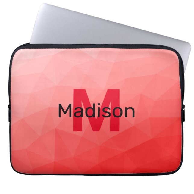 Housse Pour Ordinateur Portable Red gradient geometric mesh pattern Monogram (Devant)
