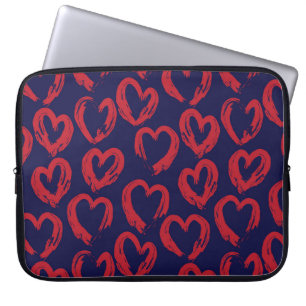 Housse Pour Ordinateur Portable Red Navy Heart en forme de Valentine’s Day - sans