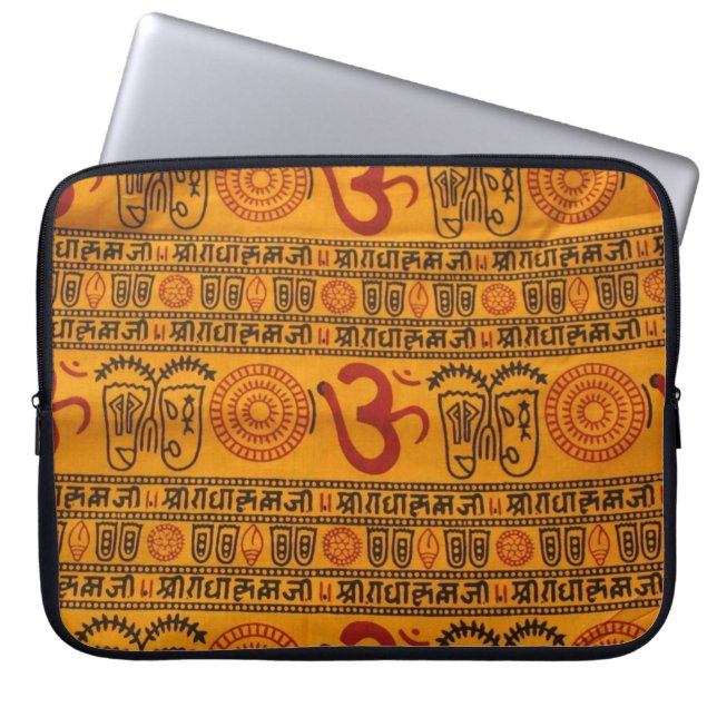 Housse Pour Ordinateur Portable Red Orange Om Motif religieux indien (Devant)